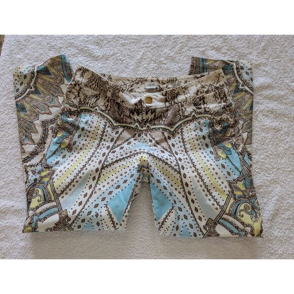 Cache y2k mid rise paisley print capri slacks    Sz 0 - Picture 7 of 9